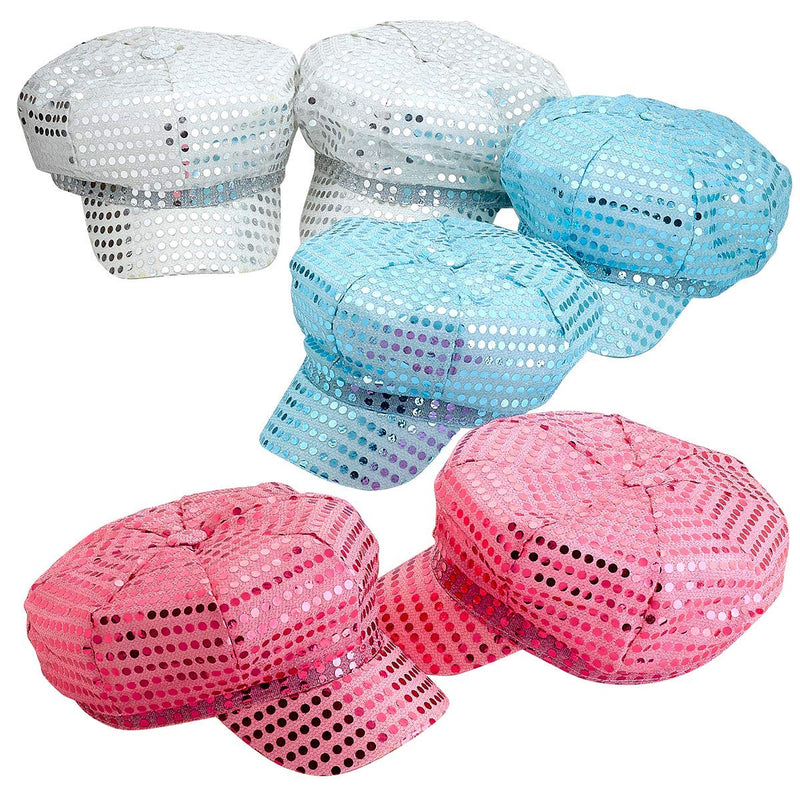 Kicko Sequin Newsboy Cap - Fashion Sequins Newsboy Style Cap - Pack of 6 - Head