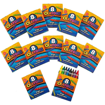 Kicko Crayon Set - 12 Packs with 8 Pieces Assorted Coloring Crayons in each Pack - a Total