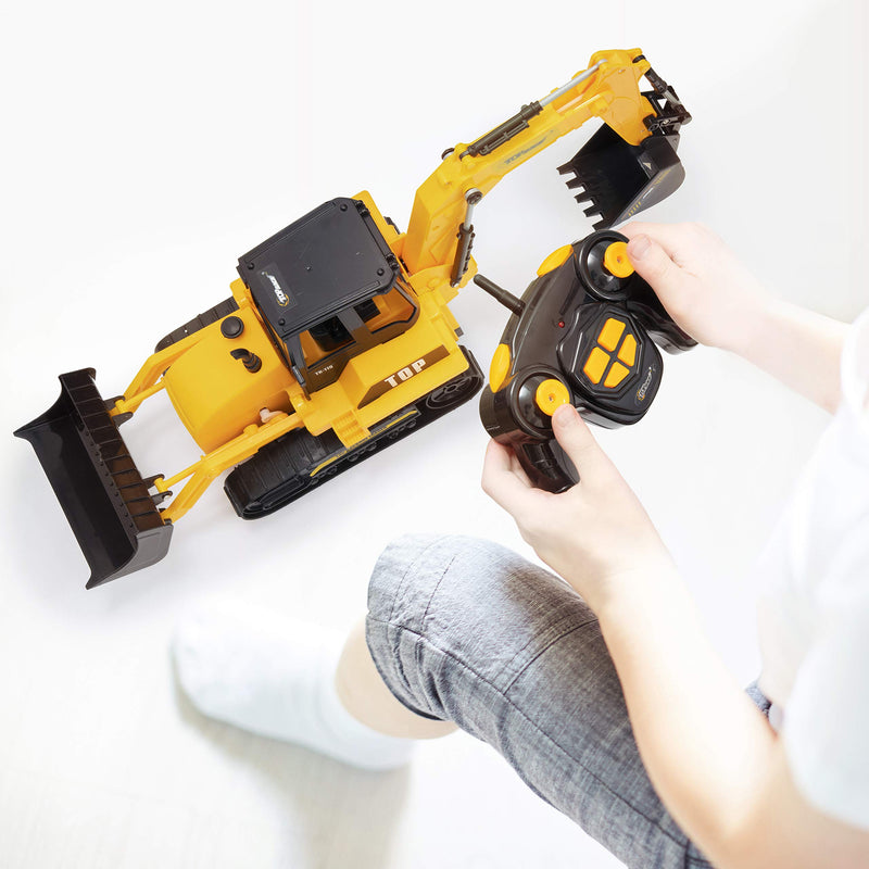 Top Race 8 Channel Full Functional RC Excavator Backhoe Loader, Battery Powered Electric