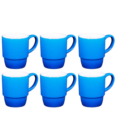 Ceramic Stacking Coffee Mug Tea Cup Dishwasher Safe Set Of 6 - Large 18 Ounce,