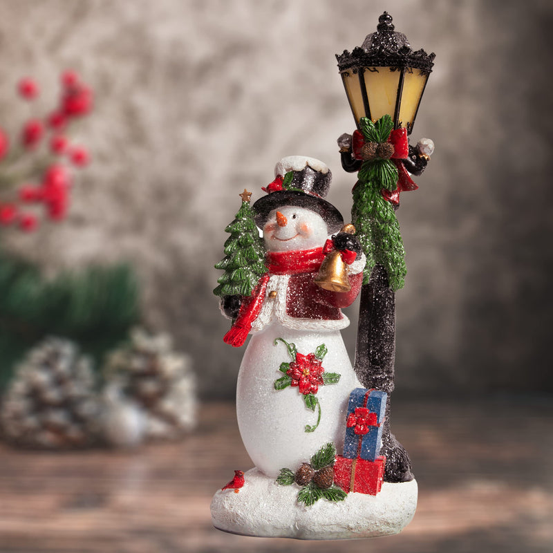 VP Home Christmas Snowman with LED Glowing Cardinal Holiday