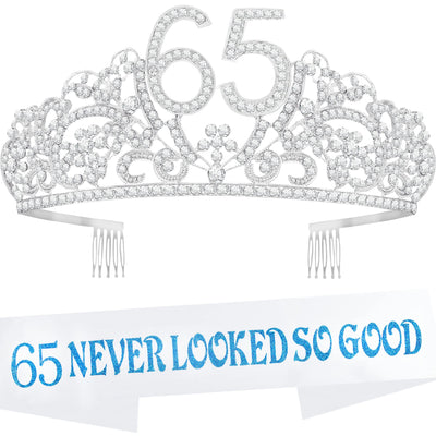 65th Birthday Gifts for Women, 65th Birthday Crown and Sash for Women, 65th Birthday