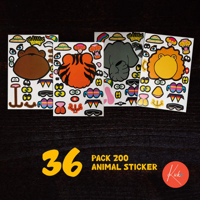 Kicko Make a Zoo Animal Sticker - Set of 36 Cute Stickers Scene for Birthday Treat, Goody