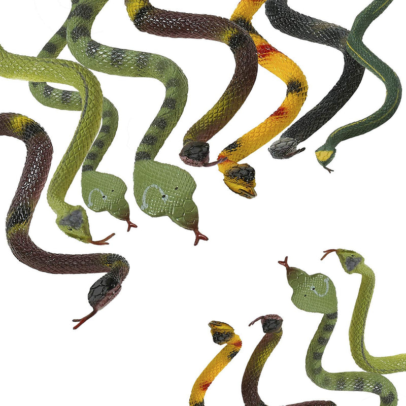 Kicko 14 Inch Assorted Big Rainforest Snakes - 12 Pieces Stretchy Limbless Replica