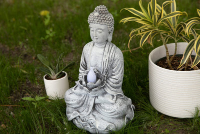 Vp Home Zen Buddha Solar Powered Flickering Led Outdoor Decor Garden Light