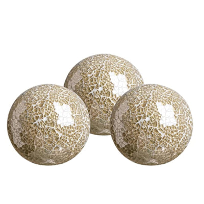 WHOLE HOUSEWARES | Decorative Balls | Set of 3 Glass Mosaic Orbs for Bowls | 4" Diameter