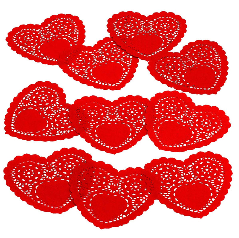 Kicko Red Heart Doilies - 30 Pack - 6 Inches - Disposable Dinner Accessories - Party