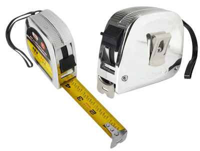 Katzco 25 Foot Stainless Steel Base Tape Measure - 2 Pack, 1" Wide Thumb Lock - Precise