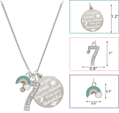 7th Birthday, 7th Birthday Decoration for Girls, 7th Birthday Gift, 7th Birthday Necklace