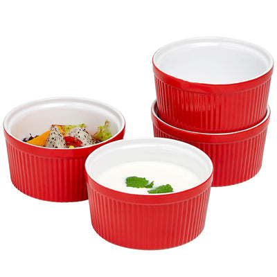 Oven Safe Ceramic Ramekins Souffle Dishes For Souffle, Creme Brulee and Dipping Sauces