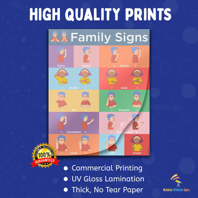 Sign Language Posters for Classroom - 3 Pack Includes: Family, Clothes, and Animal Sign