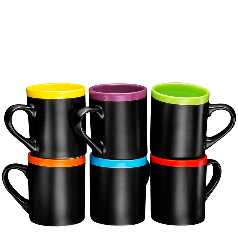 Ceramic Coffee Mugs 10oz Cups Tea Mugs Set of 6 (Matte Black