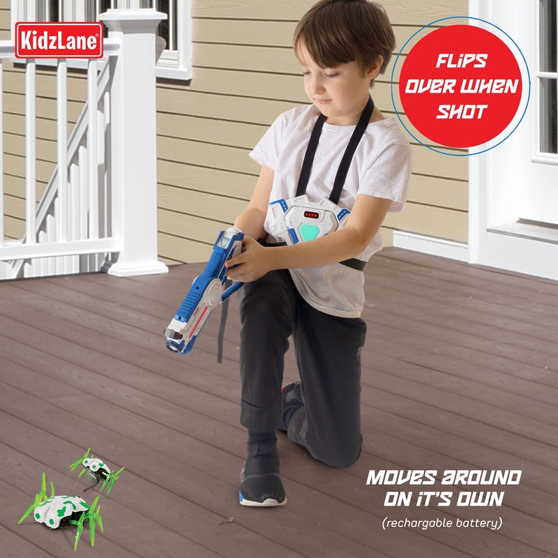 Kidzlane Laser Spider Target  Robot Bug Crawls Around and Flips Over When Hit!  Fun