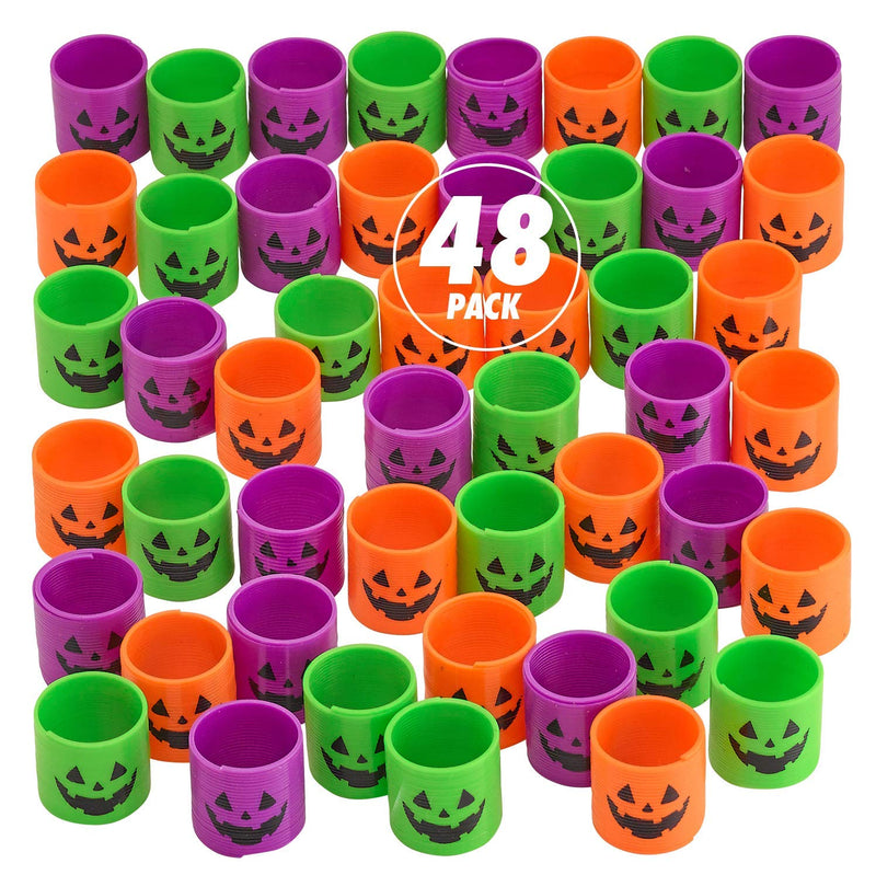 Kicko Jack-o-lantern Spring Coils - Pack of 48 Halloween Neon Coil Springs for Kids