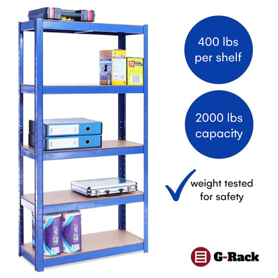 Garage Shelving Units - 71" H x 47" L x 16" W - Heavy Duty Racking - Shelves for Storage