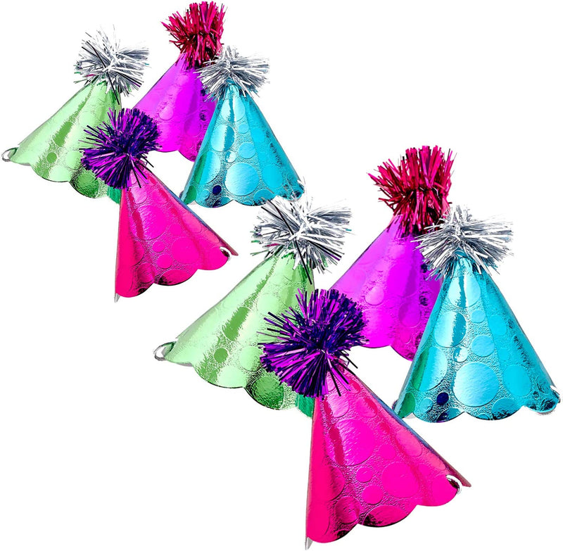 Kicko Mini Party Hats - 8 Pack - 4 Glossy Colors - for Kids, Party Favors, Stocking