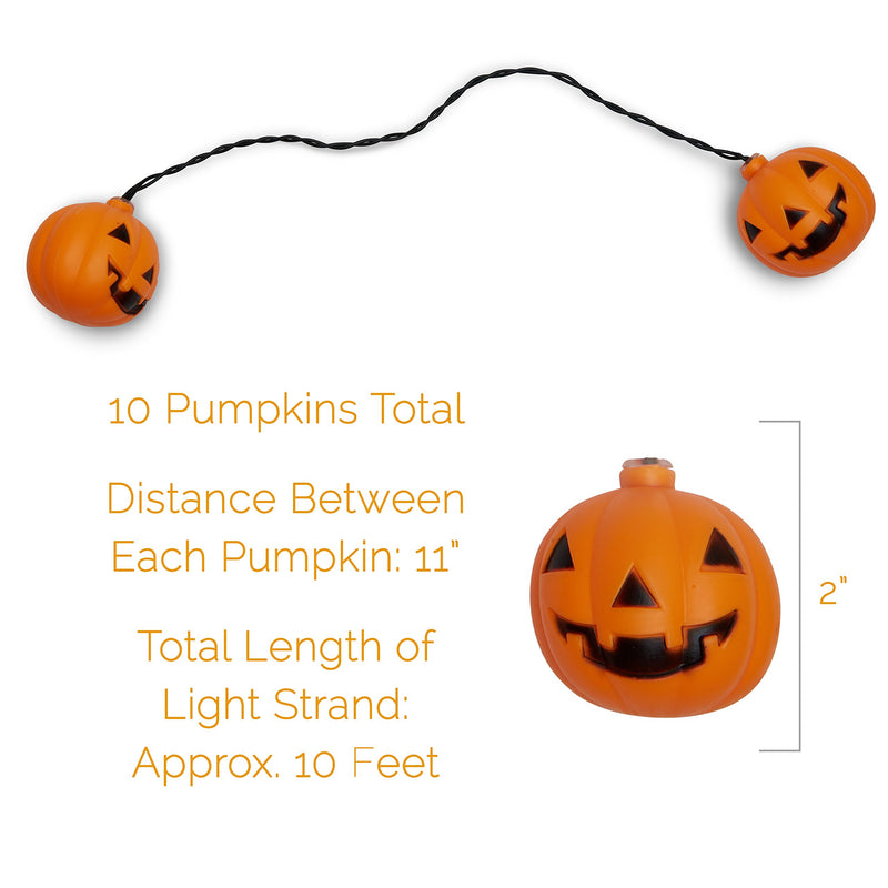 Top Race Halloween String Lights, 10 Big 3 Inch Battery Powered Jack o Lantern Blinking