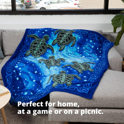 Tribal Sea Turtles Super Soft Plush Fleece Throw Blanket