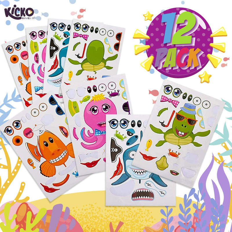 Kicko Make Your Own Stickers - Make a Sea Creature and Fish Sticker Sheets - 12 Pack