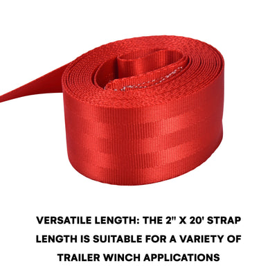 Trailer Winch Strap - Heavy Duty Winch Strap With Durable Hook - Tow Strap Ropes