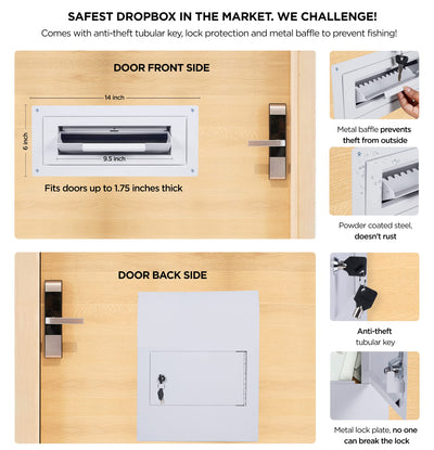 Key Drop Box Door Mail Slot Double Door Mailbox For Business Cash Box With Slot Tubular