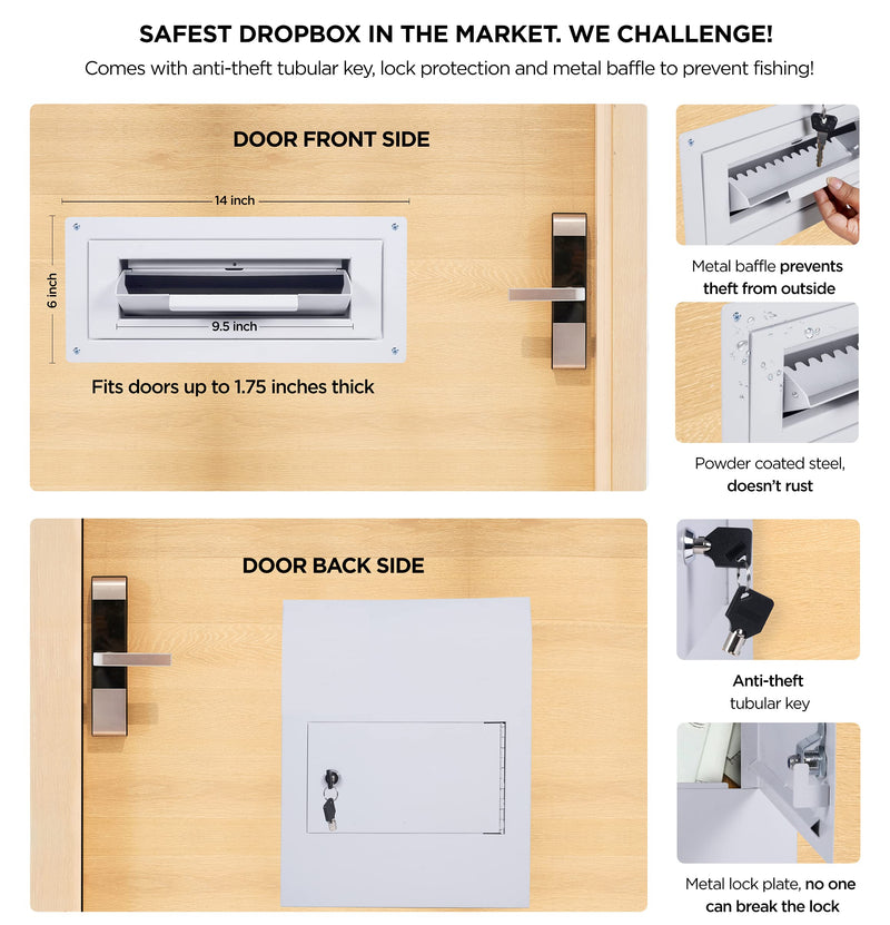 Key Drop Box Door Mail Slot Double Door Mailbox For Business Cash Box With Slot Tubular