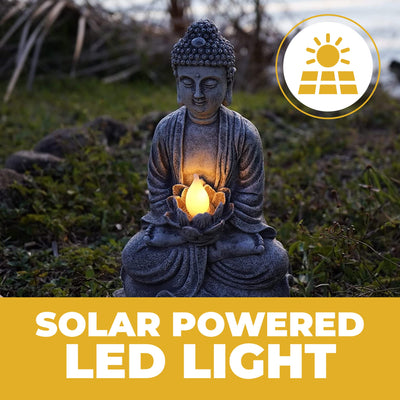 Vp Home Zen Buddha Solar Powered Flickering Led Outdoor Decor Garden Light