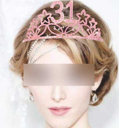 31st Birthday Gifts for Women, 31st Birthday Tiara and Sash pink, HAPPY 31st Birthday