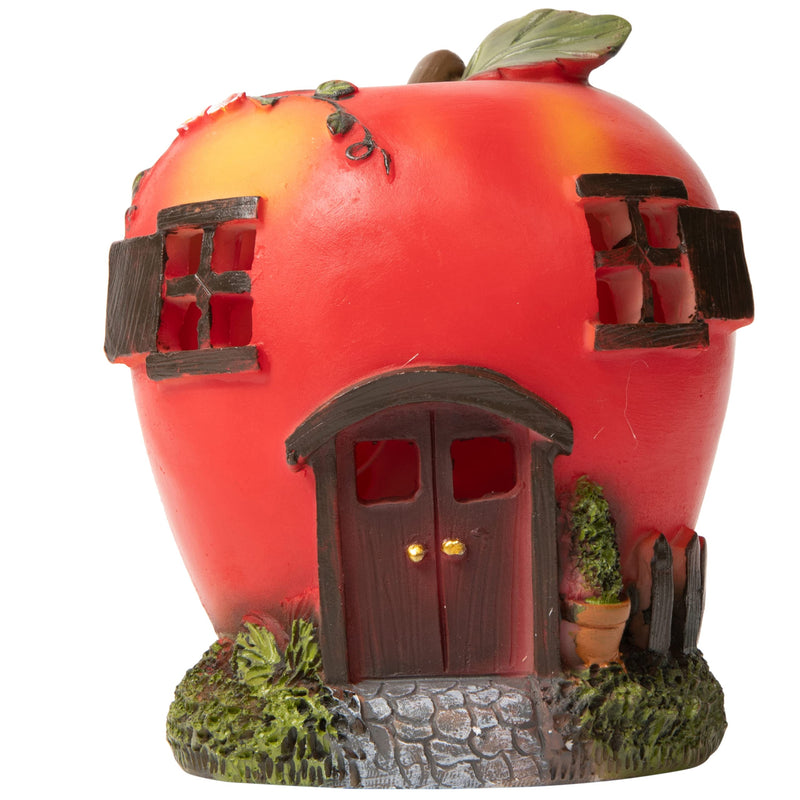 Apple Fairy House Solar Powered Outdoor Decor LED Garden