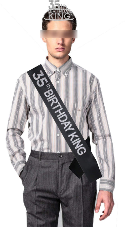 35th Birthday King Crown, 35th Birthday Gifts for Men, 35th Birthday King Sash, 35th