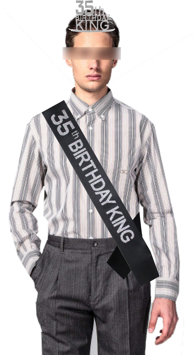 35th Birthday King Crown, 35th Birthday Gifts for Men, 35th Birthday King Sash, 35th
