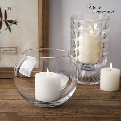 WHOLE HOUSEWARES | Clear Bubble Bowl | 4-Piece Set | Glass Vase-Glass Fish Bowl (D6 X H4