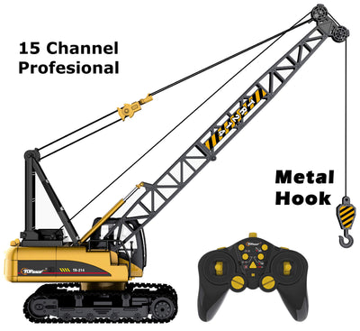 15 Channel Remote Control Crane, Proffesional Series, 1:14 Scale - Battery Powered Rc