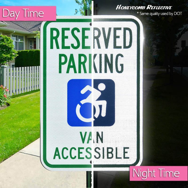 Reflective Reserved Handicap Parking New Symbol Aluminum Metal Sign | Engineer Grade Ultra