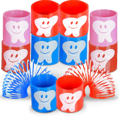 Kicko 12 Pack Tooth Coil Spring for Party Favor, Dental Reward, Fun Prize, 1.4