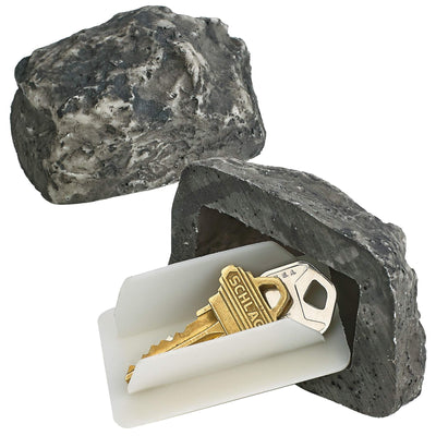 Katzco Fake Rock Key Hider - 3.5 Inch Flat Plastic Base Holder in Gray Color for Safe