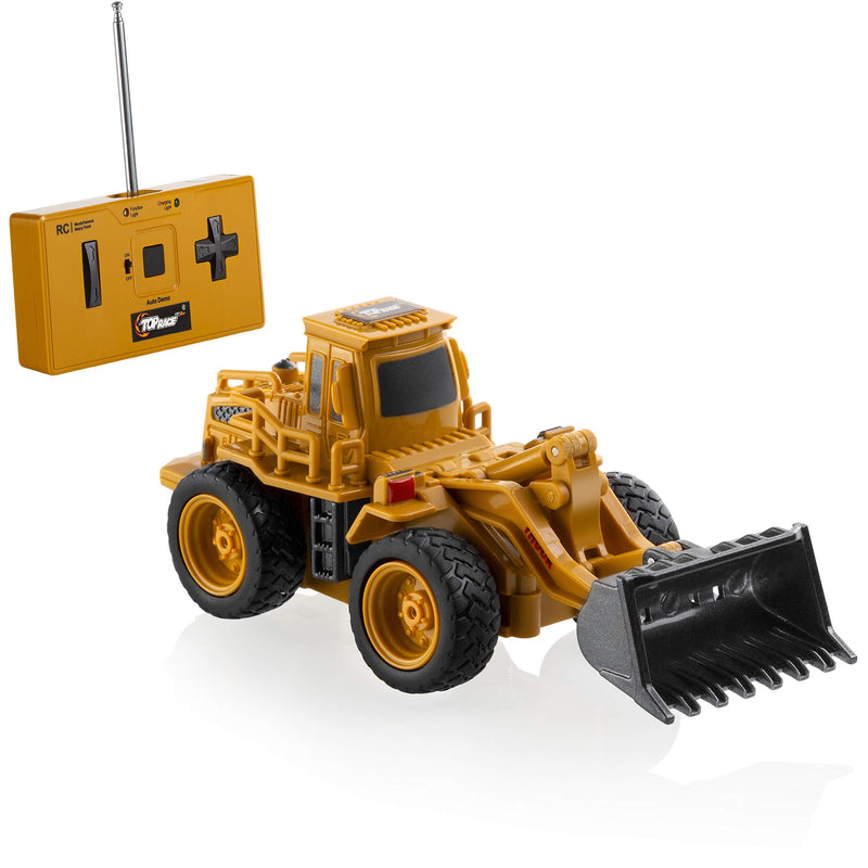 Top Race 4 Channel Mini Remote Control Front Loader Bulldozer 1:64 Scale, Mini