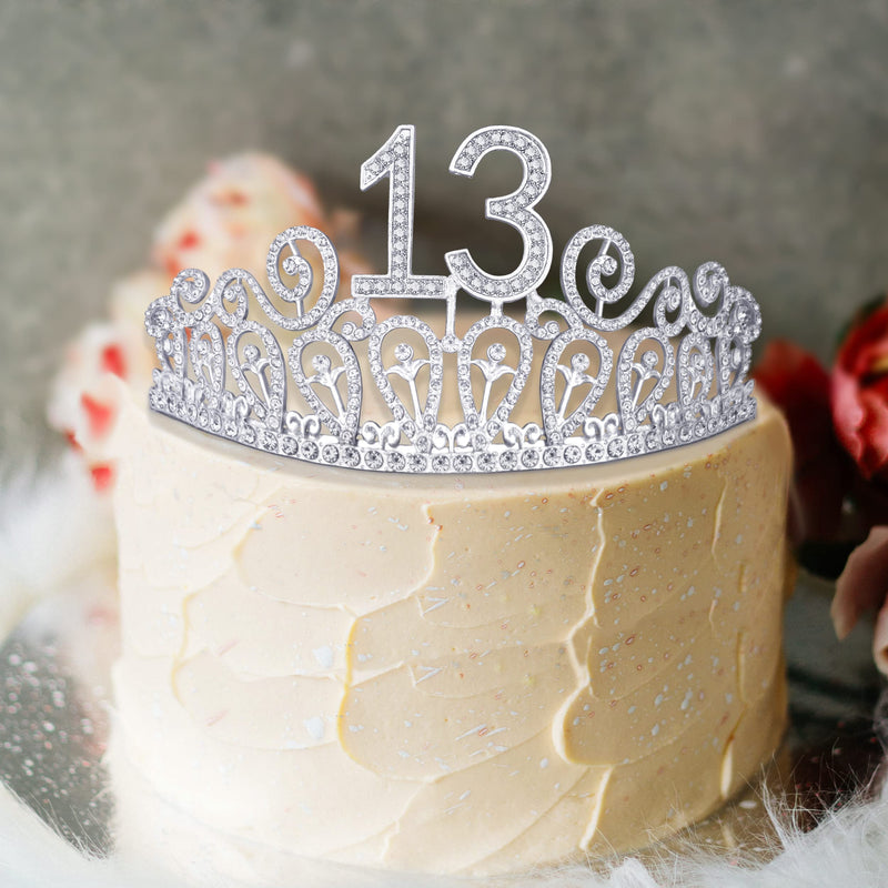 13th Birthday Sash And Tiara For Girls - Fabulous Set: Glitter Sash + Ripples