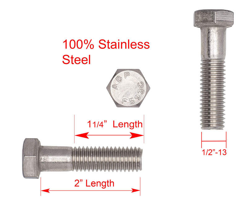 3/8"-16 X 1/2" (25pc) Stainless Hex Head Bolt, 18-8 Stainless