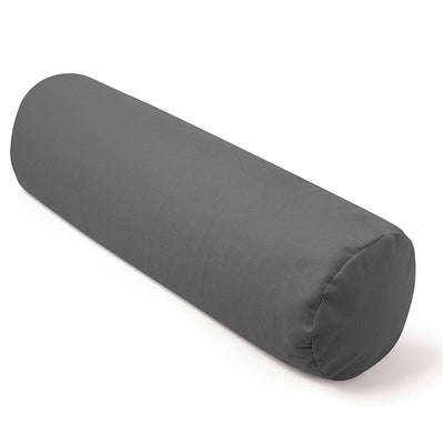 Present Mind Yoga Bolster Pillow - Round (Diameter 8") - Color: Cement Grey - Removable