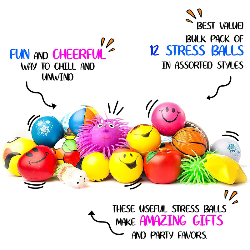 Stress Balls Puffer Stress Relief Toys Value Assortment Bulk 1 Dozen Stress Relax Toy