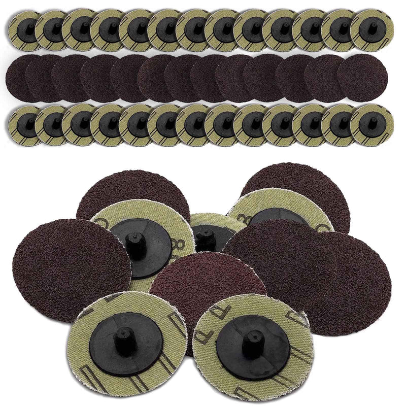 Katzco 50 Pieces - 2 inch 80 Grit Roll Lock Sanding and Grinding Discs - 50 Pieces -