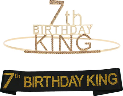 7th Birthday King Crown and Sash,7th Birthday Decorations Boys,7th Birthday Crown,7th