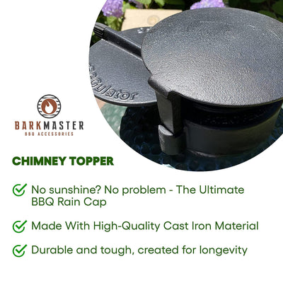 Barkmaster's Big Green Egg Compatible Rain Cap & Adapter - Fits to Medium, Large, XL & 2XL