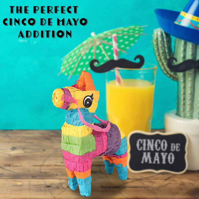 Set Of 3 Mini Donkey Pinatas 4"X7" Inches, Fiesta Decorations, Cinco De Mayo Pinata