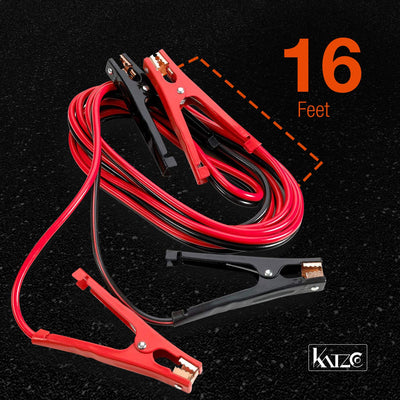 Katzco Jumper Cables with Carry Case Bag - 8 Gauge 16 Feet - 400 Amp - Heavy-Duty Power