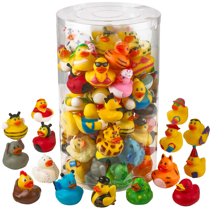 Kicko Assorted 2 Inch Rubber Duckies - 72 Pack Floating Bathtub Toy - Water Toy - Mini