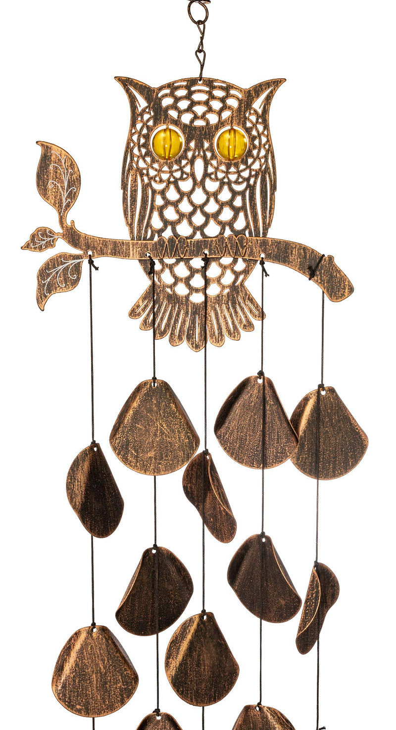 VP Home Tribal Owl Outdoor Garden Decor Wind Chime (Rustic Copper