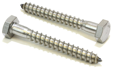 3/8" x 2" Stainless Hex Lag Bolt Screws, (25 Pack) 304 (18-8) Stainless Steel