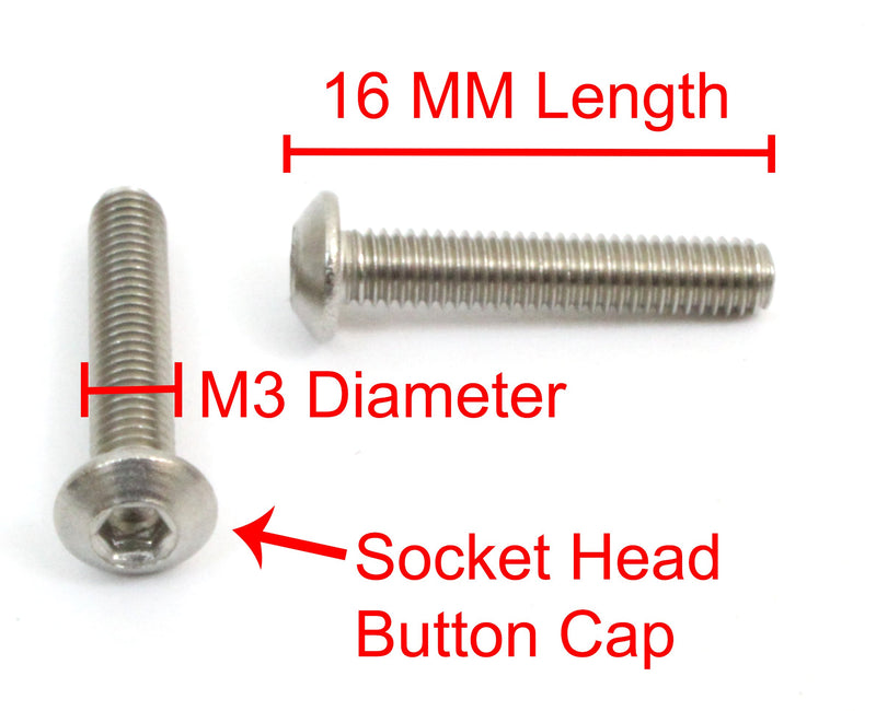 M3 X 16mm Stainless Steel 100pc Button Socket Head Cap Screw Choose Sizetype